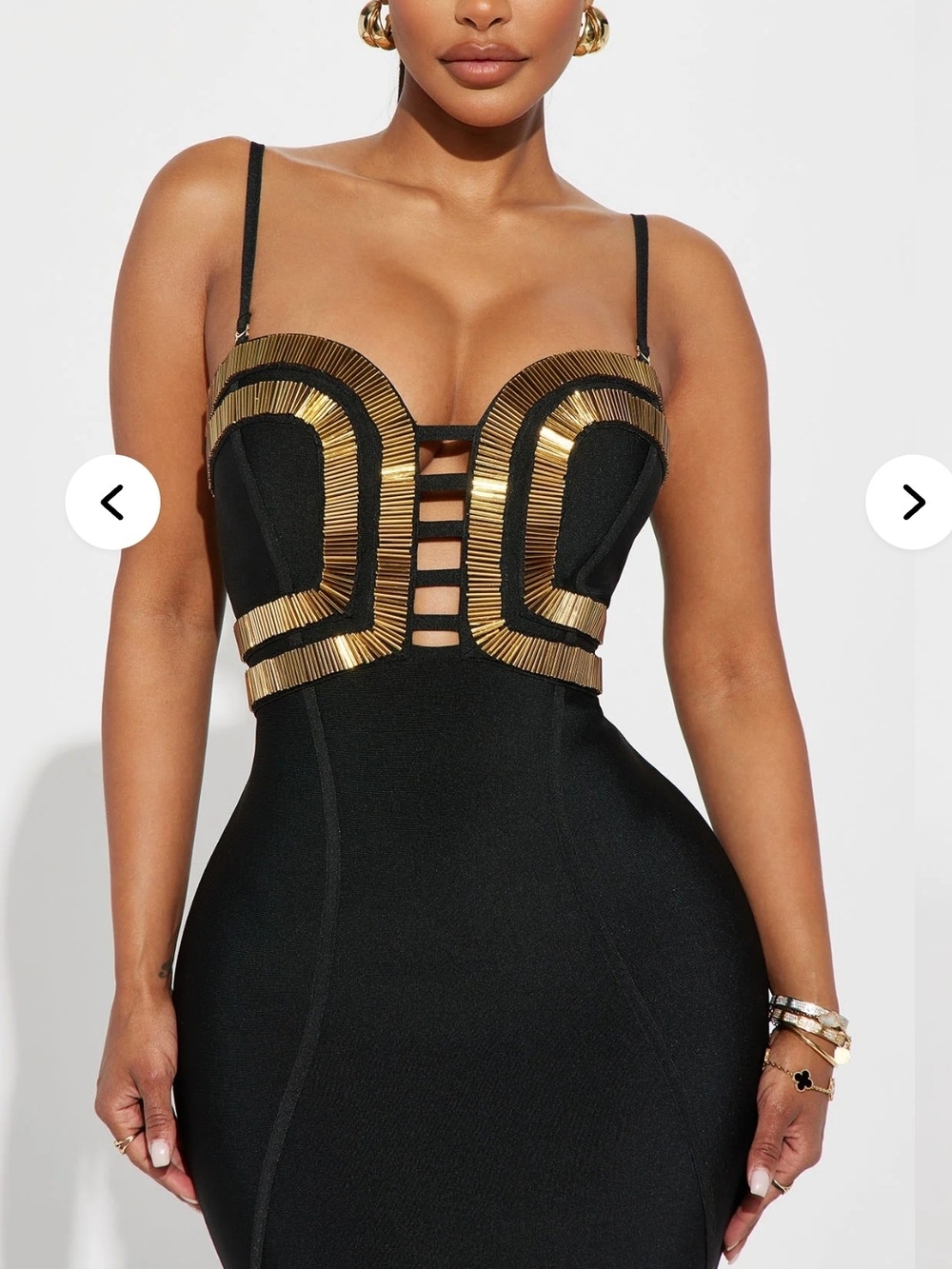 STUNNING💣💥🔥Black & Gold Strappy Bodycon Dress.